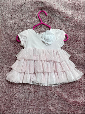 Wendy bellissimo frilly Dress White Pink Ruffled 0-3 Months coquette